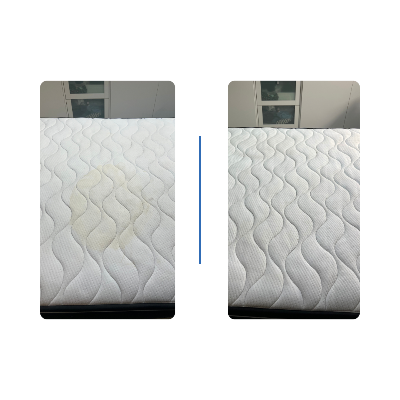 Avant après d'un matelas nettoyé à domicile